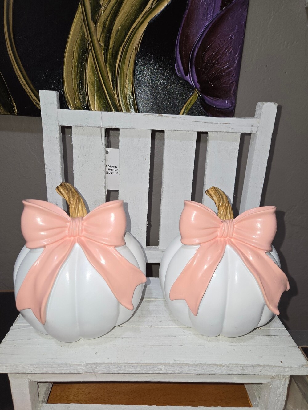2 Pink Bow Pumpkins